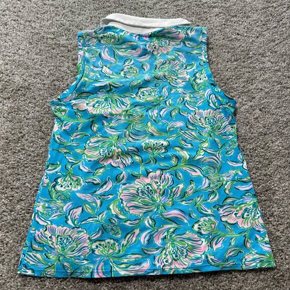 Lilly Pulitzer Womens Small UPF 50+ Luxletic ImaraPolo Top Cumulus Blue Chick Ma - Picture 5 of 10